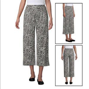 Land's End Sport Knit Floral Crop Pants Pull On Stretchy High Waist Cotton Comfy